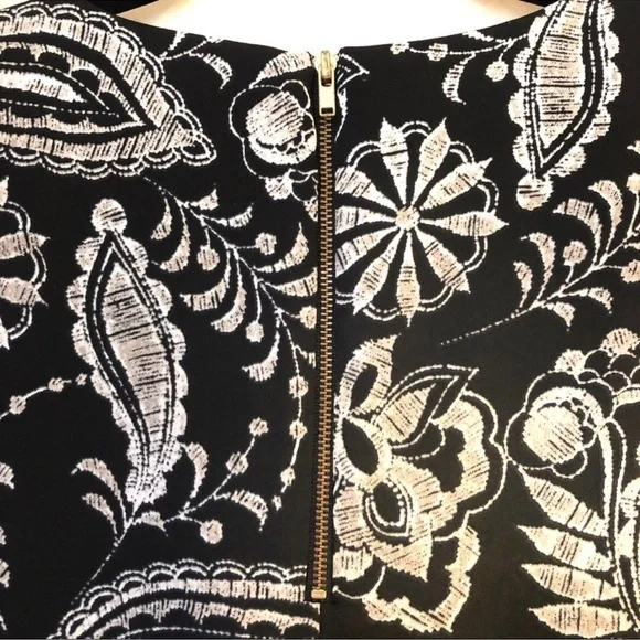 NY Artisan sleeveless dress floral paisley black white size 8 - Picture 5 of 10